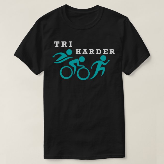 Camiseta Triathlon Tri Harder Try Harder Triathlete Gift 2 (Diseño del anverso)