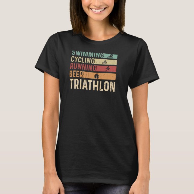 Camiseta Triatleta de Ciclismo de Natación Corriendo Cervez (Anverso)