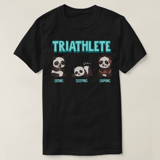 Camiseta Triatleta Panda de juegos come juego de sueño (Diseño del anverso)