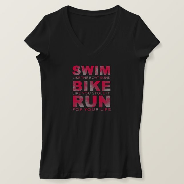 Camiseta Triatlón - Bañarse, Bicicleta, Correr, Triatleta d (Anverso del diseño)