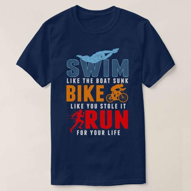 Camiseta Triatlón Bañera Bicicleta Huida Triatletas Deporti (Diseño del anverso)