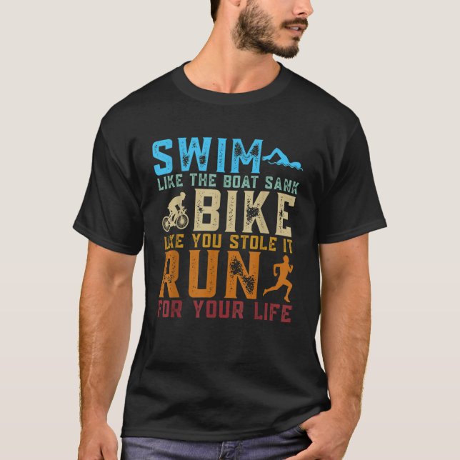 Camiseta Triatlón Guay Para Hombres Mujeres Bañarse En Bici (Anverso)