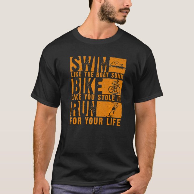 Camiseta Triatlón Guay Para Hombres Mujeres Bañarse En Bici (Anverso)