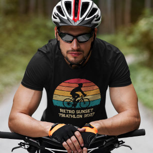 Camiseta Triatlón personalizado de ciclismo retro atardecer