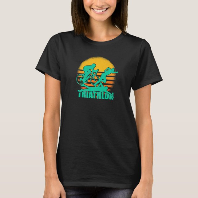 Camiseta Triatlón Retro Bicicleta Triatlón Sunset (Anverso)