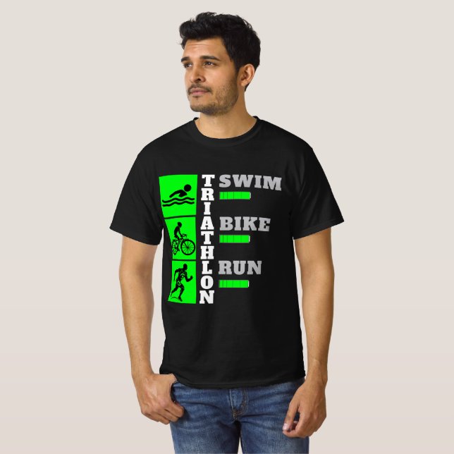 Camiseta Triatlón triunfo: natación, bicicleta, carreras de (Anverso completo)
