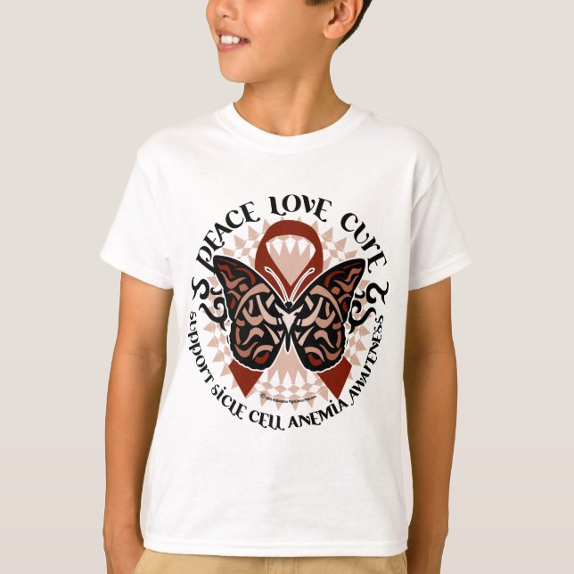 Camiseta Tribal de mariposa anemia anemia de células falcif (Anverso)