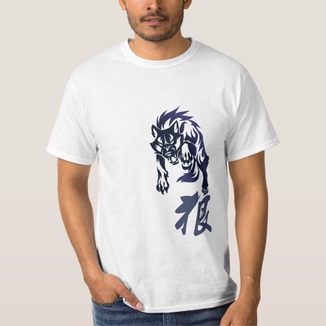 Camiseta tribal del tatuaje del lobo (Anverso)