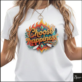 Camiseta Tribal Geometric Choose Happiness 3D Art