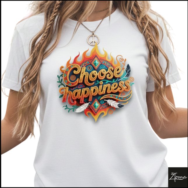 Camiseta Tribal Geometric Choose Happiness 3D Art (Subido por el creador)