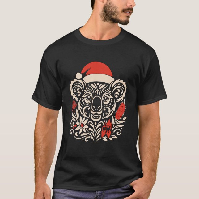 Camiseta Tribal Koala Christmas – Tattoo-Inspired (Anverso)