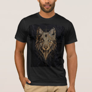 Camiseta Tribal Lobo Geométrico Negra