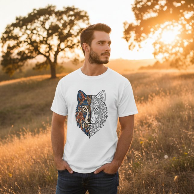 Camiseta Tribal Mandala Wolf Head Unique Spirit Animal (Subido por el creador)
