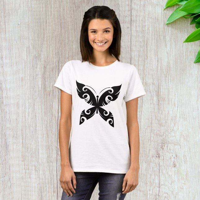 Camiseta Tribal Mariposa Tattoo Negrita Estilo de tinta neg (Subido por el creador)