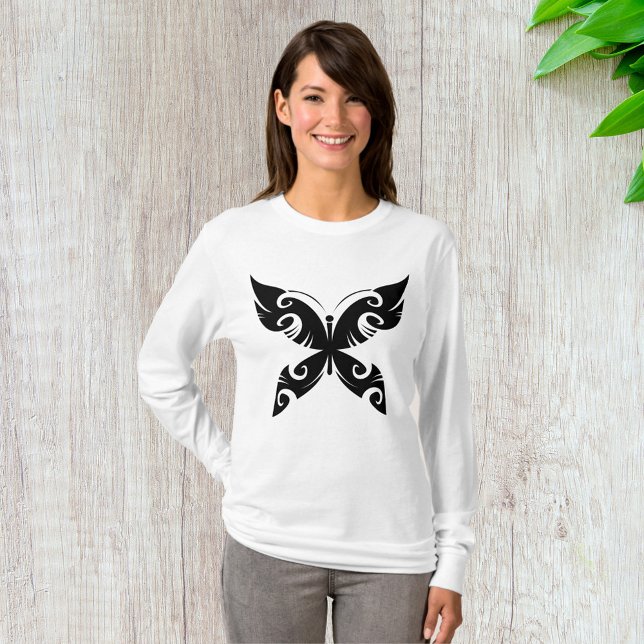 Camiseta Tribal Mariposa Tattoo Negrita Estilo de tinta neg (Subido por el creador)