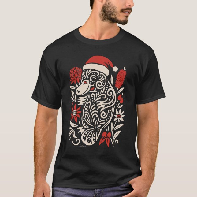 Camiseta Tribal Platypus Christmas – Tattoo-Inspired  (Anverso)