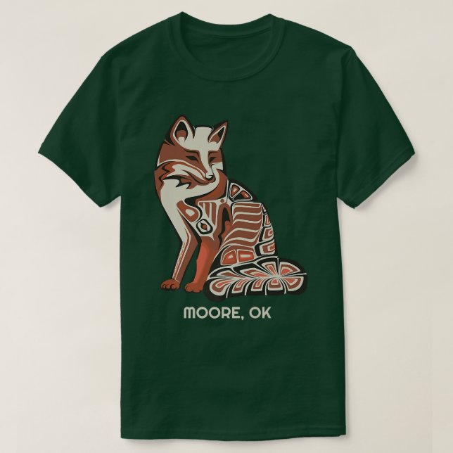 Camiseta Tribal Rojo para Moore OK Arte Nativo Estadouniden (Diseño del anverso)