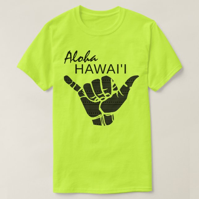 Camiseta TRIBAL SHAKA (HANG LOOSE) - ALOHA HAWAII Blk (Diseño del anverso)