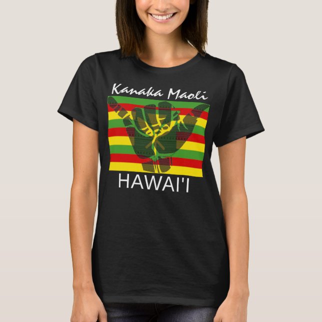 Camiseta TRIBAL SHAKA (HANG LOOSE) Kānaka Maoli HI FLAG BG (Anverso)