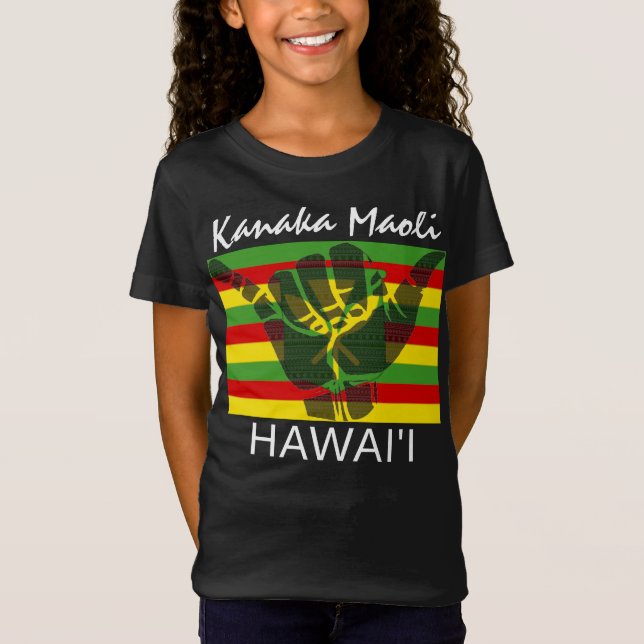 Camiseta TRIBAL SHAKA (HANG LOOSE) Kānaka Maoli HI FLAG BG (Anverso)