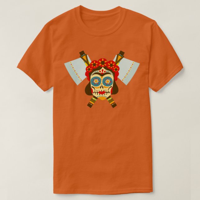 Camiseta Tribal Skull Dual Ax 16 (Diseño del anverso)