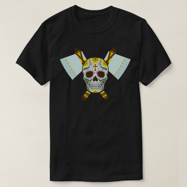 Camiseta Tribal Skull Dual Ax 3 (Diseño del anverso)
