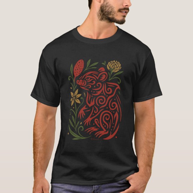 Camiseta Tribal Tasmanian Devil with Native Flora (Anverso)