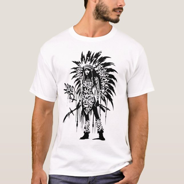 Camiseta Tribal Urban Shaman Graffiti T-Shirt. Street Art. (Anverso)