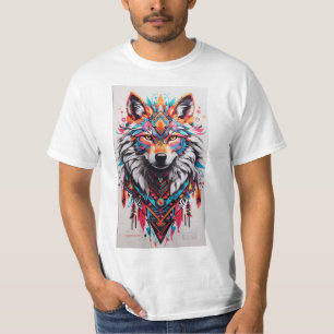 Camiseta Tribal Wolf Mandala - Vibrante y única