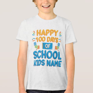 CAMISETA TRIBLENDA 100 DÍAS DE CELEBRACIÓN ESCOLAR CON NOMBRE PERSONA