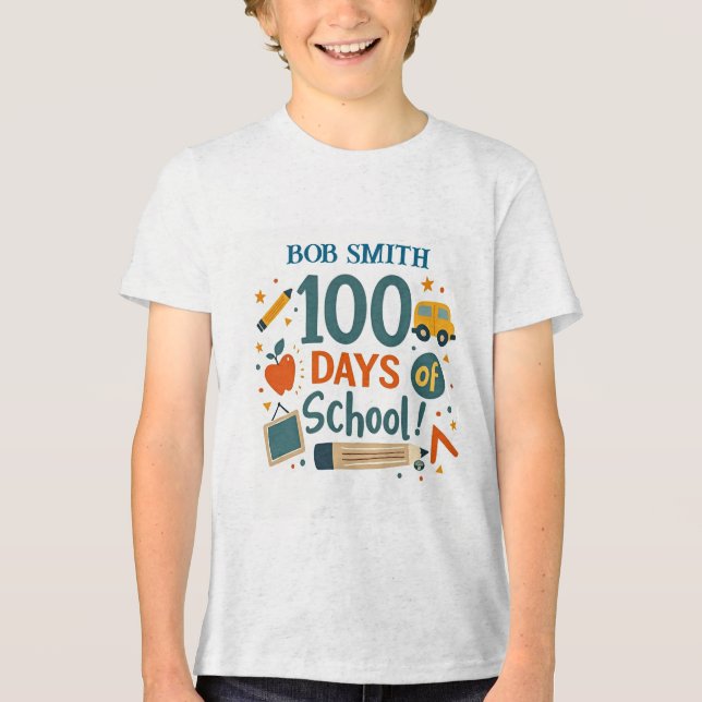 Camiseta Triblenda 100 días de clases: Celebrando el aprendizaje con  (Anverso)