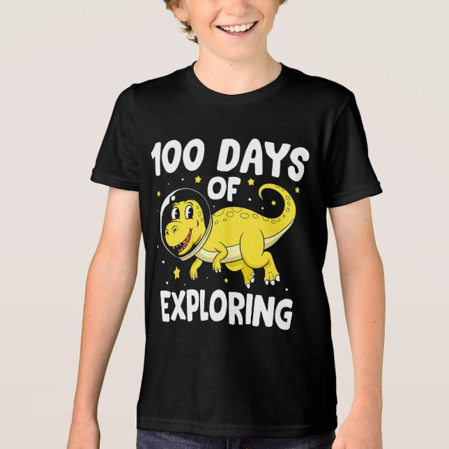 Camiseta Triblenda 100 días de exploración del astronauta de los dino (Anverso)