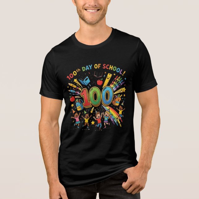 Camiseta Triblenda 100th Day of School Colorful Celebration Design –  (Anverso)
