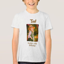 Camiseta Triblenda 10th birthday photo name date simple brown beige b