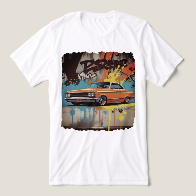 Camiseta Triblenda 1960s Lowrider in Graffiti Fire Wall Art Style (Diseño delantero )