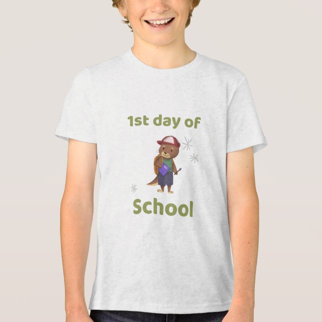 Camiseta Triblenda 1.ᵉʳ día de diseño escolar lindo (Anverso)