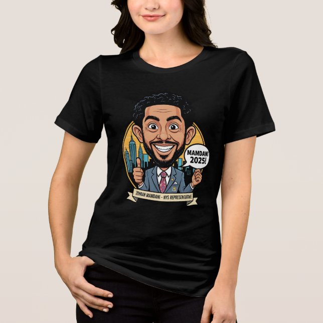 Camiseta Triblenda 2025 Zohran Mamdani New York City (Anverso)