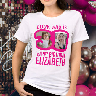 Camiseta Triblenda 30 cumpleaños color rosa 30 personalizado dos foto