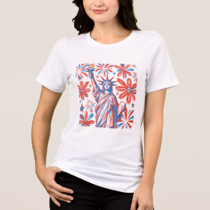 Camiseta Triblenda 4 De Julio Día De La Independencia Estatua Patriót