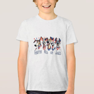 Camiseta Triblenda 4 de julio. Día de la Independencia. Perros divert
