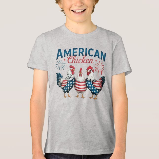 Camiseta Triblenda 4 de julio Pollo Norteamericano Patriótico-62987 T (Anverso)