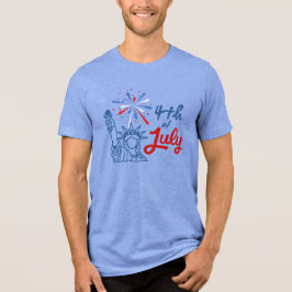 Camiseta Triblenda 4th of July Statue of Liberty Fireworks T-Shirt
