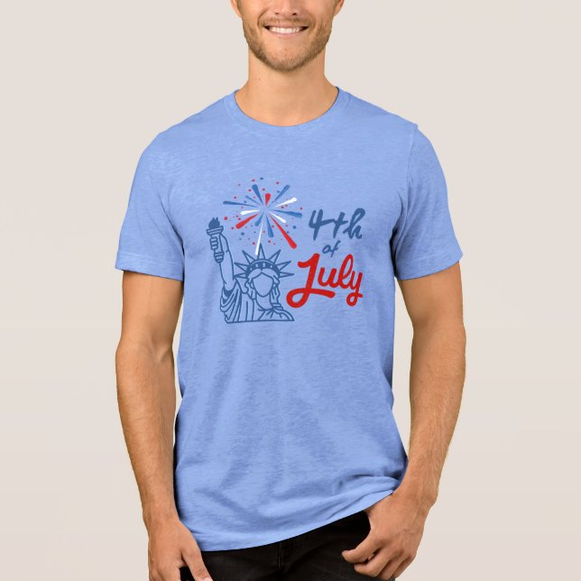 Camiseta Triblenda 4th of July Statue of Liberty Fireworks T-Shirt (Anverso)