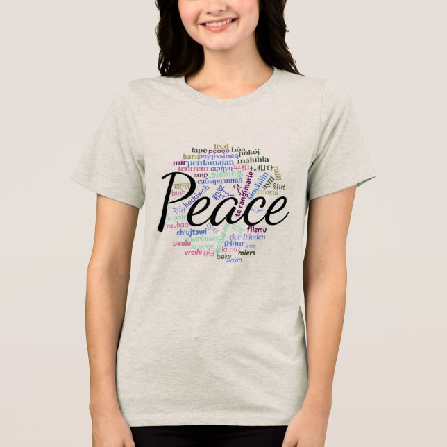 Camiseta Triblenda 50 palabras por la paz - KulshanPeace (Anverso)