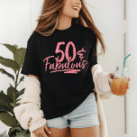 Camiseta Triblenda 50 y fabuloso Purpurina rosado 50.º cumpleaños<br><div class="desc">Este diseño moderno presenta el texto "50 & Fabulous" en escritura caligráfica purpurina rosa. Perfecto como regalo o para una fiesta de cumpleaños número 50.</div>