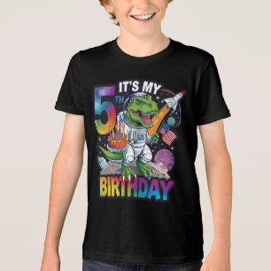 Camiseta Triblenda 5.º cumpleaños Astronauta de Dinosaurios T-Rex niñ