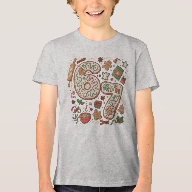 Camiseta Triblenda 67 Funny 6 7 Six Seven Gingerbread Cookie Holiday (Anverso)