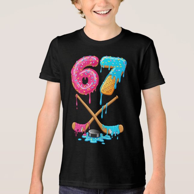 Camiseta Triblenda 67 hockey Drip Number Funny Six Seven 6 7 Meme (Anverso)