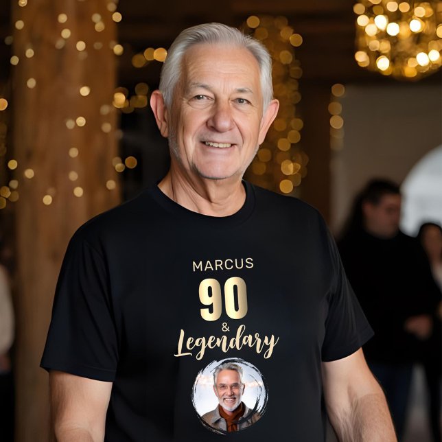 Camiseta Triblenda 90 & Legendary Gold Photo 90th Birthday  (Subido por el creador)