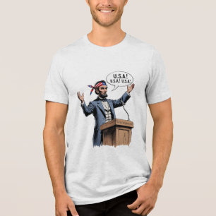 Camiseta Triblenda Abe Lincoln: "¡EE. UU.! ¡EE. UU.! ¡EE. UU!"